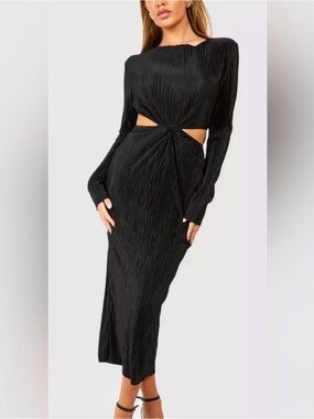 Lush Black Long Sleeve Twist Dress NWOT